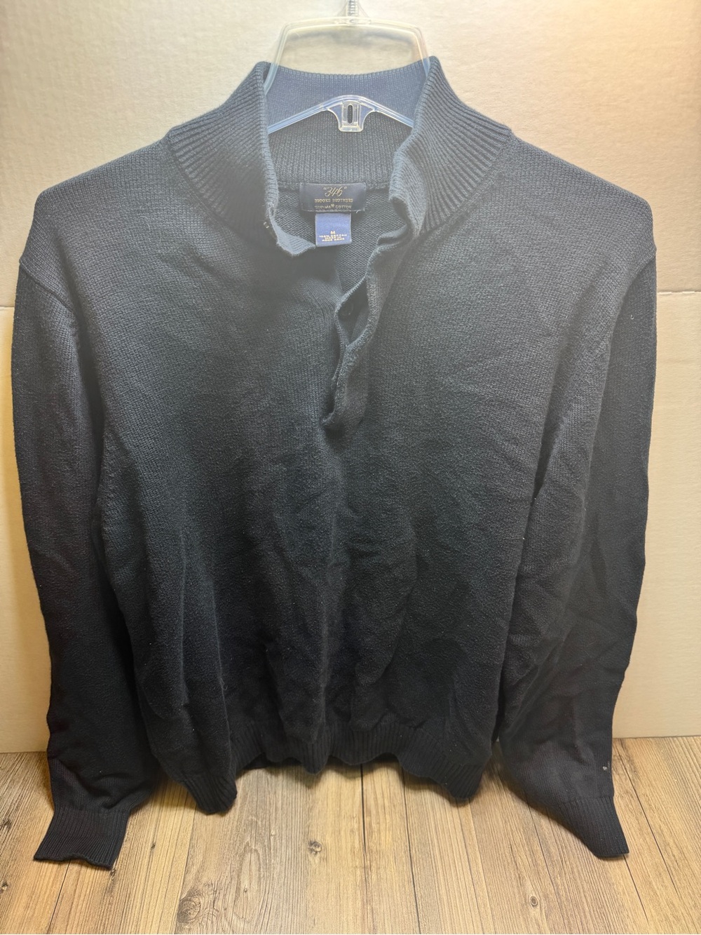 Brooks Brothers 100% Supima Cotton 1/4 Zip Neck Sweater Men’s Navy Blue Medium